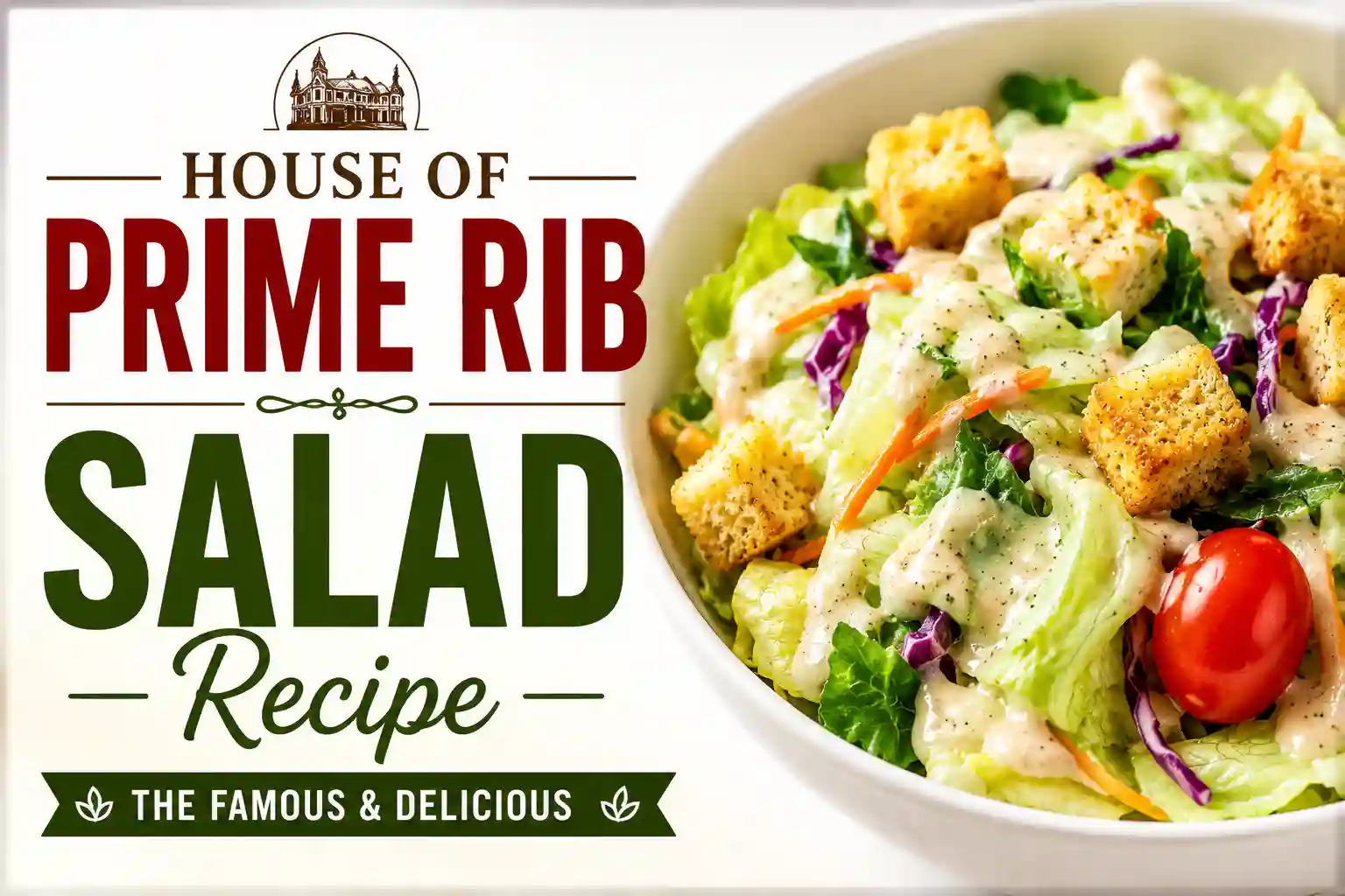House of Prime Rib copycat salad with iceberg, romaine, watercress, egg, pimento, and beets in a chilled bowl